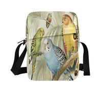 Sac à bandoulière en polyester avec motif perroquet vibrant 16,8 x 23,9 x 6,3 cm multi-compartiments pour le quotidien, l'extérieur, les voyages, l'école et cadeau décontracté