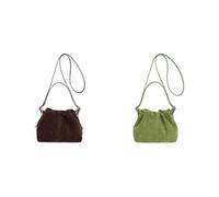 Sac à bandoulière en polyuréthane pour femme, sac fourre-tout polyvalent et léger avec cordon de serrage pour un usage quotidien et des événements, Marron + vert., 480.00x260.00x220.00mm
