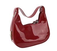 Sac à Bandoulière en PU pour Femmes, Sac Sous les Bras pour Femmes, Beau Travail de Couture Rouge pour le Soir (Petit)