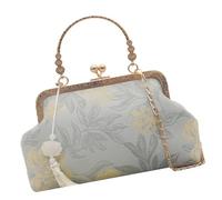 Sac à bandoulière en soie d'inspiration chinoise, coutures délicates, compartiment essentiel spacieux, sac inspiré du Qipao en velours doux, bleu, One Size