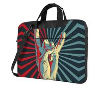 Sac à bandoulière en tissu Oxford 600D résistant aux chocs pour ordinateur portable imprimé rock and roll pour un usage quotidien, Noir , 13 inch