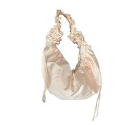 Sac à bandoulière en toile de grande capacité avec motifs à volants Style coréen Convient pour les étudiants ou les travailleurs Tendance et décontracté, blanc, One Size