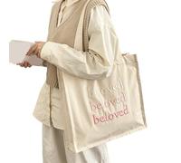Sac à bandoulière en Toile for Femme, Sac à provisions Quotidien avec Broderie Bien-aimée, Sac à Livres for étudiants, Sacs à Main en Tissu de Coton épais pour Les achats et Les Voyages(Beloved Pink)