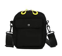 Sac à bandoulière en toile for téléphone portable, sac à bandoulière simple for étudiant, sacs de rangement for téléphone portable extérieur Pour La Plage, La Fête(Black)
