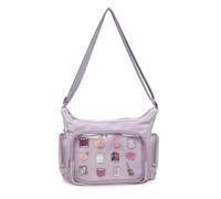 Sac à bandoulière en toile Ita Sac à bandoulière Kawaii Sacs à main et sacs à main avec présentoir à épingles d'anime, violet