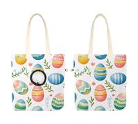 Sac à bandoulière en toile pour animaux de compagnie, jolis œufs de Pâques colorés avec feuilles, sac de transport portable pour chats et chiens, sac fourre-tout pour petits animaux de compagnie