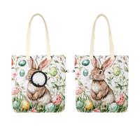 Sac à bandoulière en toile pour animaux de compagnie, lapin de Pâques, œufs de Pâques dans l'herbe et les fleurs, sac de transport portable pour chats et chiens, sac fourre-tout pour petits animaux de
