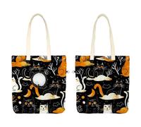 Sac à bandoulière en toile pour animaux de compagnie Motif chat d'Halloween 2 Sac fourre-tout pour petits animaux de compagnie