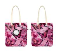Sac à bandoulière en toile pour animaux de compagnie, papillons roses volant sur peau de léopard, sac de transport portable pour chats et chiens, sac fourre-tout pour petits animaux de compagnie