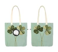 Sac à bandoulière en toile pour animaux de compagnie, trèfle à trois feuilles, fond vert sauge, sac de transport portable pour chats et chiens, sac fourre-tout pour petits animaux de compagnie