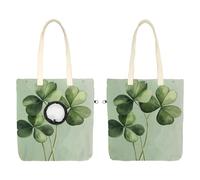Sac à bandoulière en toile pour animaux de compagnie, trèfle à trois feuilles sur fond vert sauge, sac de transport portable pour chats et chiens, sac fourre-tout pour petits animaux de compagnie