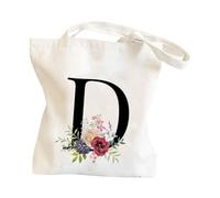Sac à bandoulière en toile pour homme et femme avec impression de lettres pour les pique-niques pour l'école, D, Taille unique