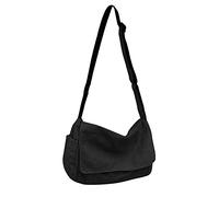 Sac à bandoulière en toile pour homme et femme, grand sac à bandoulière en toile, sac fourre-tout pour l'école, les voyages, le quotidien, Noir