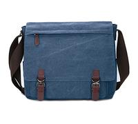 Sac à bandoulière en toile pour homme et femme, sacoche de voyage pour ordinateur portable 15,6", bleu, Large