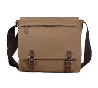 Sac à bandoulière en toile pour homme et femme, sacoche de voyage pour ordinateur portable 15,6", café