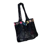 Sac à bandoulière en tricot au crochet de grande capacité, sac à main creux pour voyage et usage quotidien, sac à bandoulière pour la promenade en ville, Noir , One Size