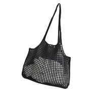 Sac à bandoulière en tricot au crochet - Grand sac de plage - Sac à main de vacances pour femme à la recherche de styles uniques et pratiques - Sac de jour décontracté, Noir , One Size