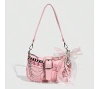 Sac à bandoulière et sac à bandoulière design étoile et lune polyvalent à la mode Y2K, en argent. Parfait pour le style de rue et les tenues de fête des filles, également un excellent cadeau. Sac à ma