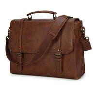 Sac à bandoulière étanche en PU pour hommes, mallette pour ordinateur portable 15.6 pouces, sacoche Vintage, mallette d'ordinateur, travail exécutif [MATERIAL DE ALTA CALIDAD]IGOLUMON bolso hombre ban
