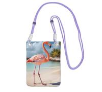 Sac à bandoulière flamant rose de plage pour téléphone portable pour homme et femme, mini sac à main imperméable pour téléphone portable, petit sac à bandoulière avec sangle réglable, pochette de