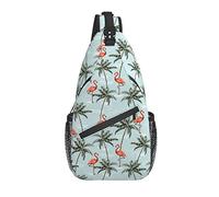 Sac à bandoulière Flamingo Beach Palm Tree Tropical Randonnée Daypack Bandoulière Épaule Sac à Dos Voyage Poitrine Pack pour Hommes Femmes