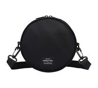 Sac à bandoulière foncé pour homme - Tendance et simple - Couleur unie - Nouveau motif - Sac à bandoulière rond décontracté - Fermeture éclair - Pratique - Sacoche pour femme, Noir , taille unique