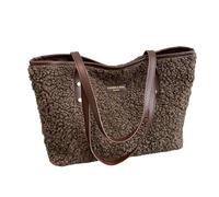 Sac à bandoulière fonctionnel et tendance en peluche pour femme à la recherche de confort et de style dans leur sac à main en peluche de routine quotidienne, Couleur café., One Size