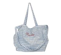 Sac à bandoulière fonctionnel pour femme - Style décontracté - Grand sac à main tendance pour un confort et un style quotidiens - Sac à poignée supérieure, Grille bleue., One Size
