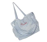 Sac à bandoulière fonctionnel pour femme - Style décontracté - Grand sac à main tendance pour un confort et un style quotidiens - Sac à poignée supérieure, Grille bleue., One Size