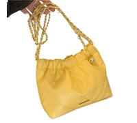 Sac à bandoulière for femmes et filles, en cuir PU plissé à carreaux, sac seau, sac fourre-tout de grande capacité, sac à main sous les bras(Yellow)