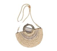 Sac à bandoulière Fourre-Tout en Paille, Shoulder Bags Simple Style Semi-Circular Hand-Held Straw Bag Hand-Sewn Natural Shell Holiday Woven Bag Straw Bags(Beige)
