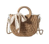 Sac à bandoulière Fourre-Tout en Paille, Shoulder Bags Straw Bag Crossbody Shoulder Bag Beach Holiday Handmade Woven Bag Small Fresh Handbag Straw Bags