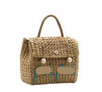 Sac à bandoulière Fourre-Tout en Paille, Shoulder Bags Straw Bag Style Hand-Woven Hand-Held Cross-Body Beach Bag for Seaside Vacation Straw Bags