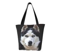 Sac à bandoulière, fourre-tout en toile grand sac femmes sac à main décontracté sacs à provisions réutilisables,Husky'S Beau Visage De Chien Drôle