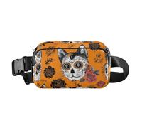 Sac à Bandoulière Gothique Squelette Chat Tendance Antivol Imperméable avec Sangle Réglable pour Voyage Course Randonnée Bolso de Lado Para Orange Gothique Squelette Chat Orange Moderne, Chat
