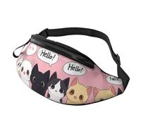Sac à bandoulière Happy Fat Cat mignon chat anime sac mains libres sac banane chat heureux parc à thème invités 14 x 35 cm, A28, Taille unique