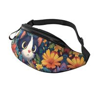 Sac à bandoulière Happy Fat Cat mignon chat anime sac mains libres sac banane chat heureux parc à thème invités 14 x 35 cm, A23, Taille unique