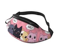 Sac à bandoulière Happy Fat Cat mignon chat anime sac mains libres sac banane chat heureux parc à thème invités 14 x 35 cm, A29, Taille unique