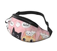 Sac à bandoulière Happy Fat Cat mignon chat anime sac mains libres sac banane chat heureux parc à thème invités 14 x 35 cm, A27, Taille unique