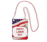 Sac à bandoulière Happy Labor Day pour téléphone portable et homme - Étanche - Mini sac à main pour téléphone portable - Petit sac à bandoulière avec sangle réglable - Pochette de voyage pour