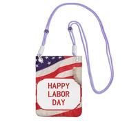 Sac à bandoulière Happy Labor Day pour téléphone portable et homme - Étanche - Mini sac à main pour téléphone portable - Petit sac à bandoulière avec sangle réglable - Pochette de voyage pour