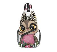 Sac À Bandoulière Hibou De Dessin Animé Avec Une Fleur Petit Sac À Dos Multifonctionnel Loisir Sacs Poitrine, Pour Sports, Outdoor, Office
