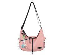 Sac à bandoulière Hip Hop cool en nylon pour hommes et femmes streetwear grande capacité fermeture éclair bandoulière réfléchissante hip hop, a