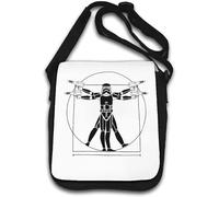 Sac à bandoulière homme vitruvien tenant un banc laser Blanc