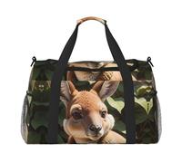 Sac à bandoulière humoristique pour femme et homme avec imprimé zoo kangourou pour le yoga et les voyages, noir, One Size