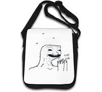 Sac à bandoulière humoristique Wojak Brainless Clap Meme Blanc