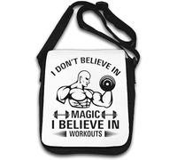 Sac à bandoulière I Don't Believe In Magic I Believe In Workouts Blanc