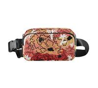 Sac à bandoulière imperméable avec sangle réglable - Sac de sport tendance à bandoulière - Motif fleurs et feuilles - Pour femmes, hommes, adolescents - Pour voyage, gym, travail, Brosse à gribouiller