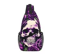 Sac à bandoulière imperméable pour homme et femme Motif crâne Rose Violet