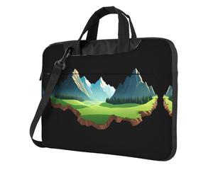 Sac à bandoulière imprimé A corner of the mountain pour ordinateur portable facile à utiliser lors de vos voyages d'affaires, Noir/blanc, 14 inch